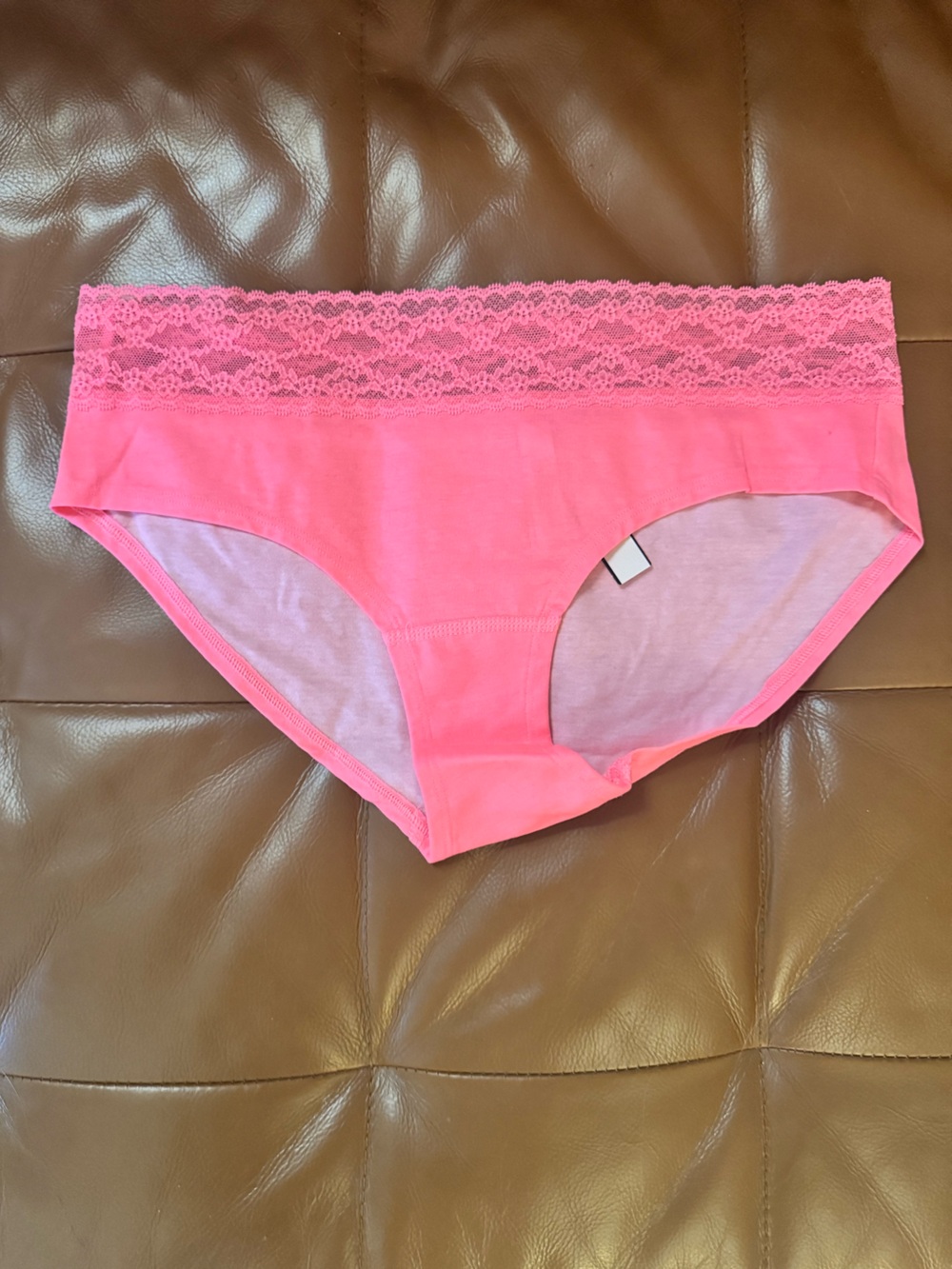 Victoria's Secret Neon Pink Lace-Trim Panty